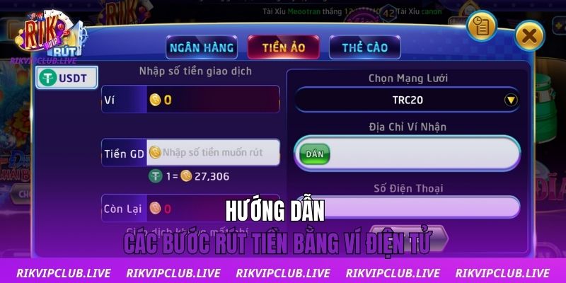 Rút Tiền Hướng dẫn các bước rút tiền bằng ví điện tử