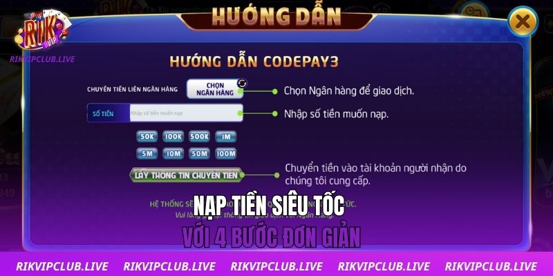 Nạp tiền siêu tốc với 4 bước đơn giản